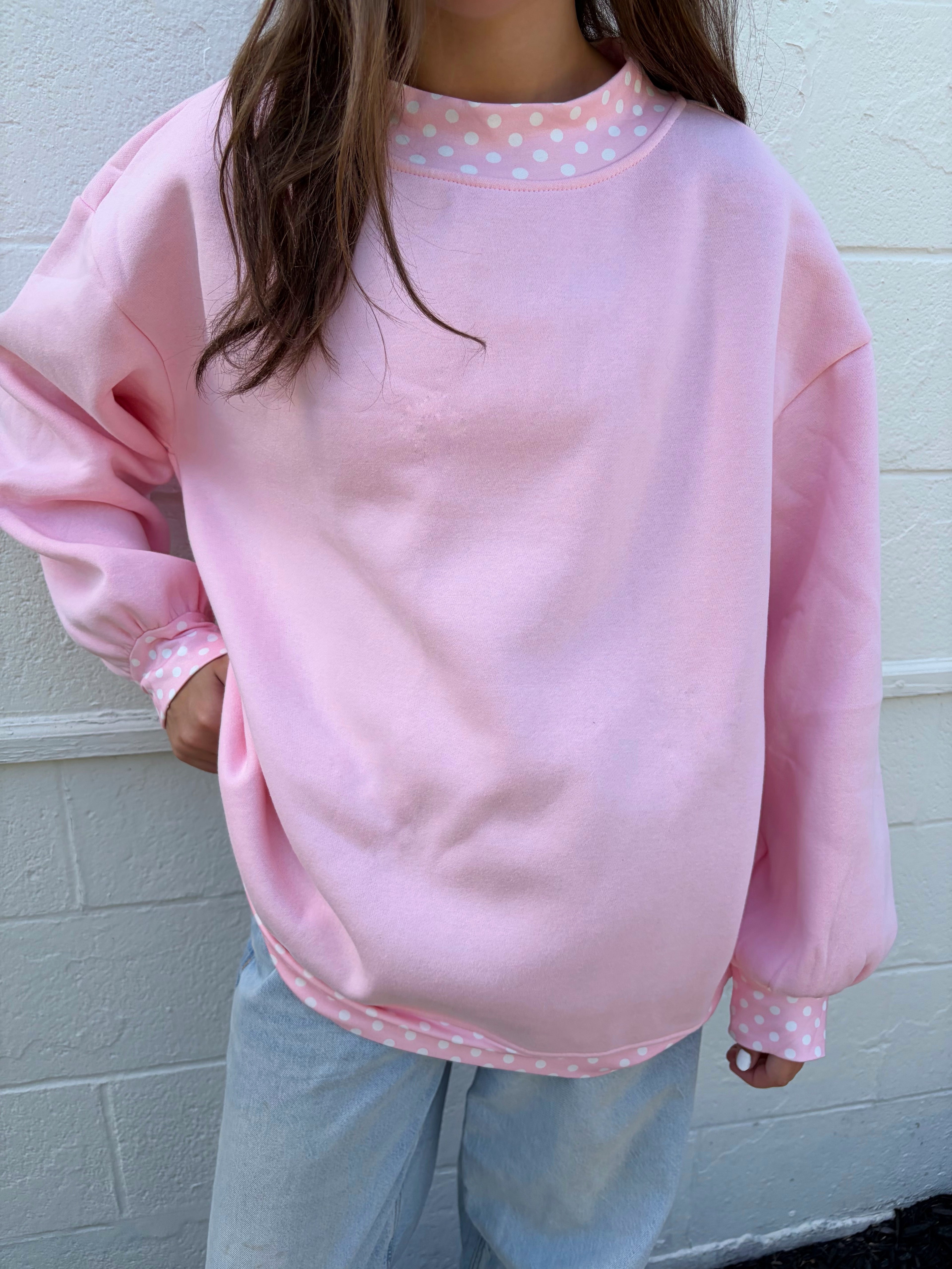Polka Dot Mockneck Sweatshirt