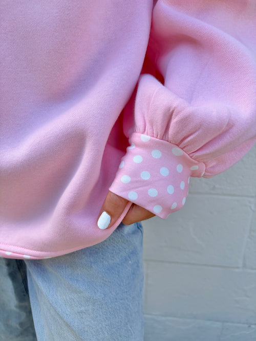 Polka Dot Mockneck Sweatshirt