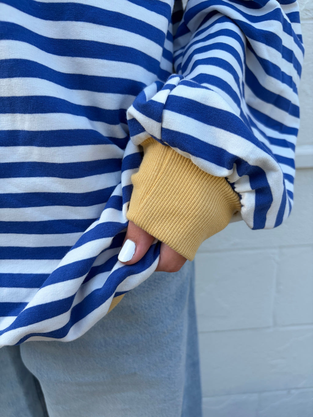Striped Color Block Crew Neck