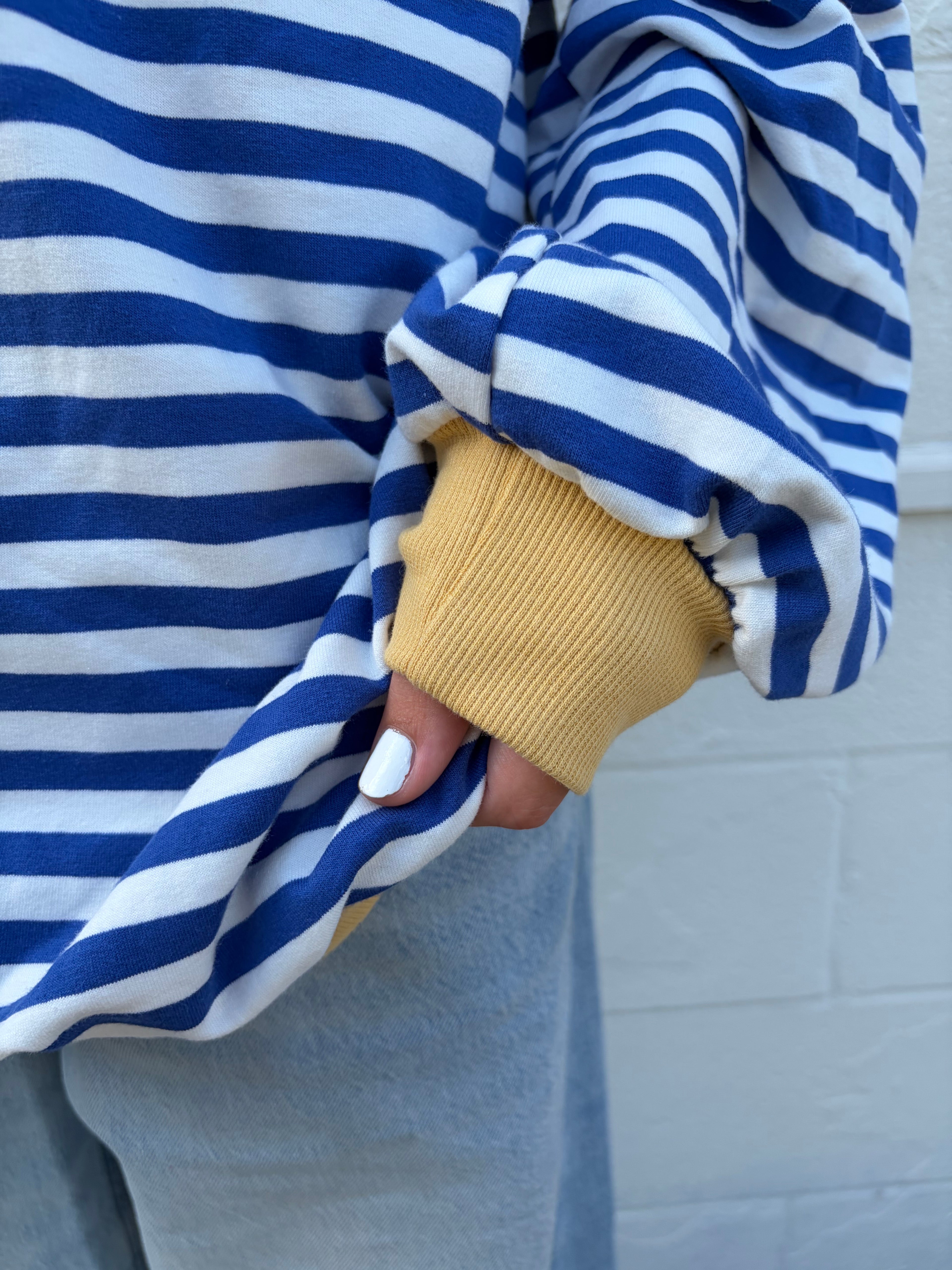 Striped Color Block Crew Neck