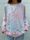 Floral Printed Patchwork Long Sleeve Top