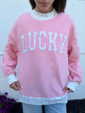 Lucky Floral Embroidered Mock Neck